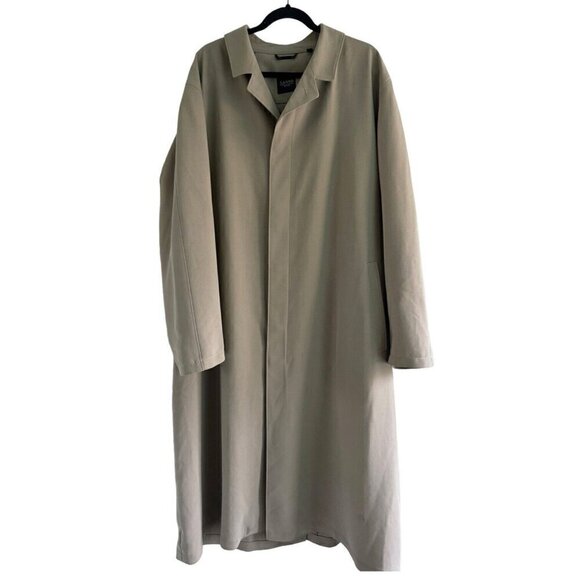 Vintage Sanyo New York Men’s Sz L Khaki Trench Coat Long Over Coat Made in Japan